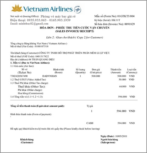 Bán hóa đơn vé máy bay nhanh chóng, giá tốt hàng đầu hiện nay
