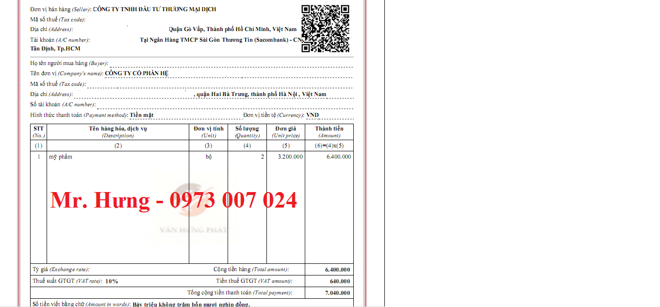 dịch vụ viết hóa đơn đỏ tại hcm