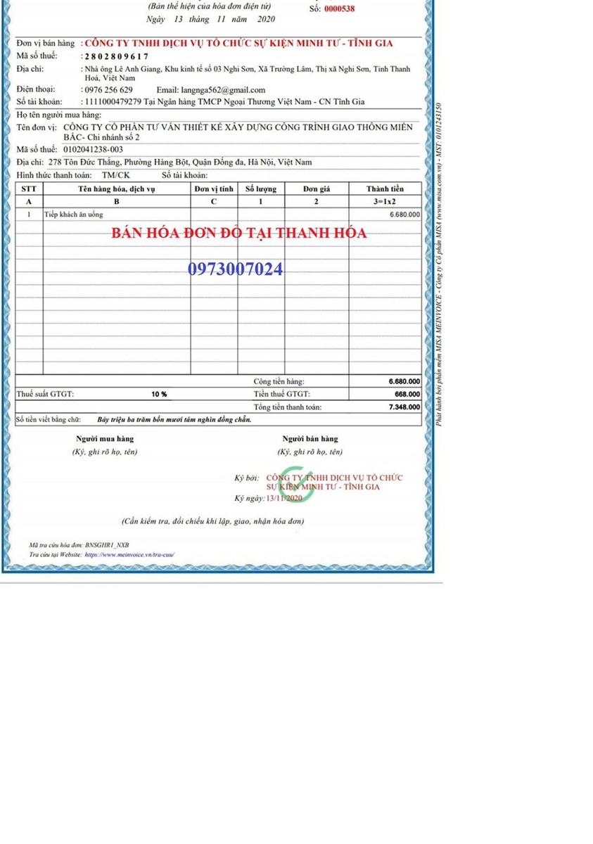 bán hóa đơn đỏ tại thanh hóa giá rẻ